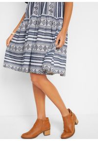 bonprix - Sukienka shirtowa z lejącego materiału z wiskozą. Kolor: biały. Materiał: wiskoza, materiał. Długość rękawa: krótki rękaw. Wzór: nadruk #2