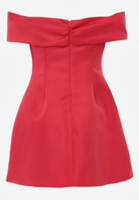 Born2be - Czerwona Rozkloszowana Sukienka VICES z Hiszpańskim Dekoltem Dorienora. Okazja: na imprezę. Typ kołnierza: dekolt hiszpanka. Kolor: czerwony. Materiał: poliester. Typ sukienki: rozkloszowane #4