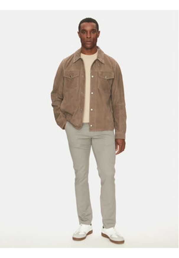 JOOP! Jeans Kurtka skórzana 15 Georg 80000766 Beżowy Regular Fit. Kolor: beżowy. Materiał: skóra