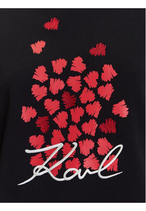 Karl Lagerfeld - KARL LAGERFELD Bluza A3W20006 Czarny Regular Fit. Typ kołnierza: dekolt w karo. Kolor: czarny. Materiał: bawełna