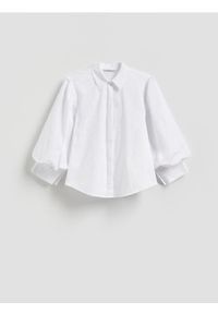 Reserved - Koszula z bufiastymi rękawami - złamana biel. Materiał: tkanina, bawełna #1