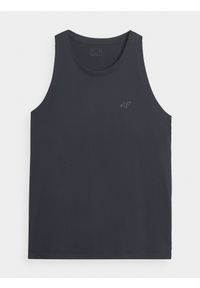 4f - Tank top regular gładki męski. Kolor: niebieski. Materiał: bawełna, dzianina. Wzór: gładki