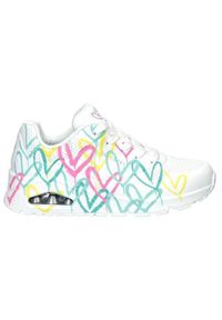 skechers - Buty do chodzenia damskie Skechers Uno Changed Love. Zapięcie: sznurówki. Kolor: biały. Materiał: materiał, tkanina, syntetyk. Szerokość cholewki: normalna. Sport: turystyka piesza