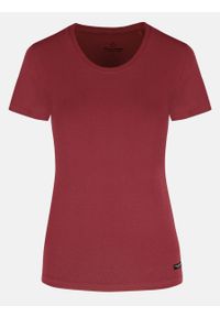 Volcano - Damska koszulka basic z bawełny T-DIANA. Kolor: czerwony. Materiał: bawełna. Długość rękawa: krótki rękaw. Długość: krótkie. Wzór: gładki. Styl: klasyczny