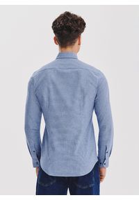 Pako Lorente - PAKO LORENTE – Granatowa koszula w pepitkę. Kolor: niebieski. Materiał: bawełna. Długość rękawa: długi rękaw. Długość: długie #7