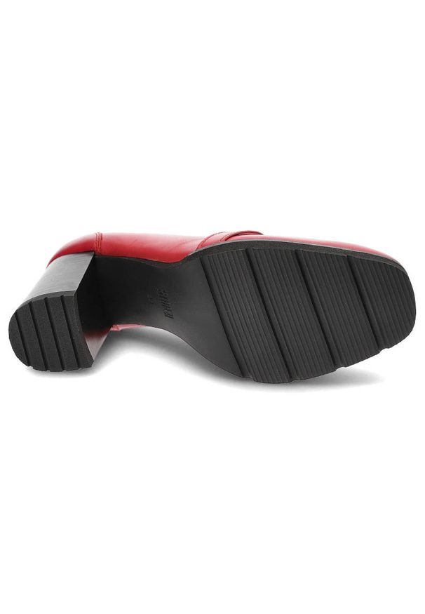 Czerwone Półbuty Simen Skórzane Eleganckie Buty Na Obcasie. Kolor: czerwony. Materiał: skóra. Szerokość cholewki: normalna. Obcas: na obcasie. Styl: elegancki. Wysokość obcasa: średni