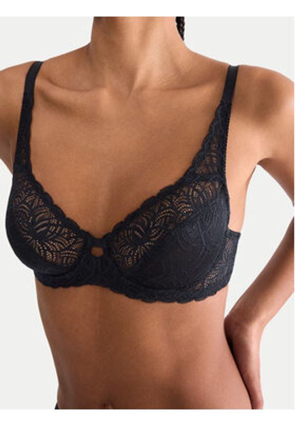 Triumph Biustonosz z fiszbiną Amourette Graphic 10229007 Czarny. Kolor: czarny. Materiał: syntetyk