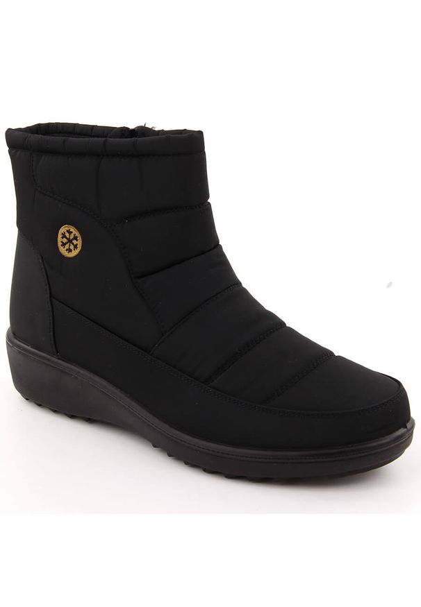 NEWS - Botki damskie śniegowce czarne Unisoft 7997. Kolor: czarny. Materiał: tkanina