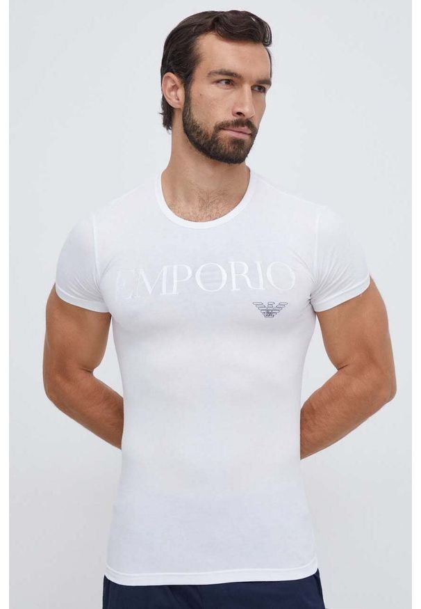 Emporio Armani Underwear - T-shirt 111035. Kolor: biały. Materiał: materiał, dzianina. Wzór: nadruk, gładki