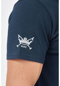 La Martina - LA MARTINA Granatowy t-shirt męski z dużym logo, Rozmiar S. Kolor: niebieski. Materiał: jersey #3