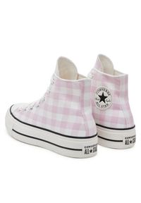 Converse Trampki Chuck Taylor All Star Lift Platform Gingham A13663C Różowy. Kolor: różowy. Materiał: materiał. Obcas: na platformie #6