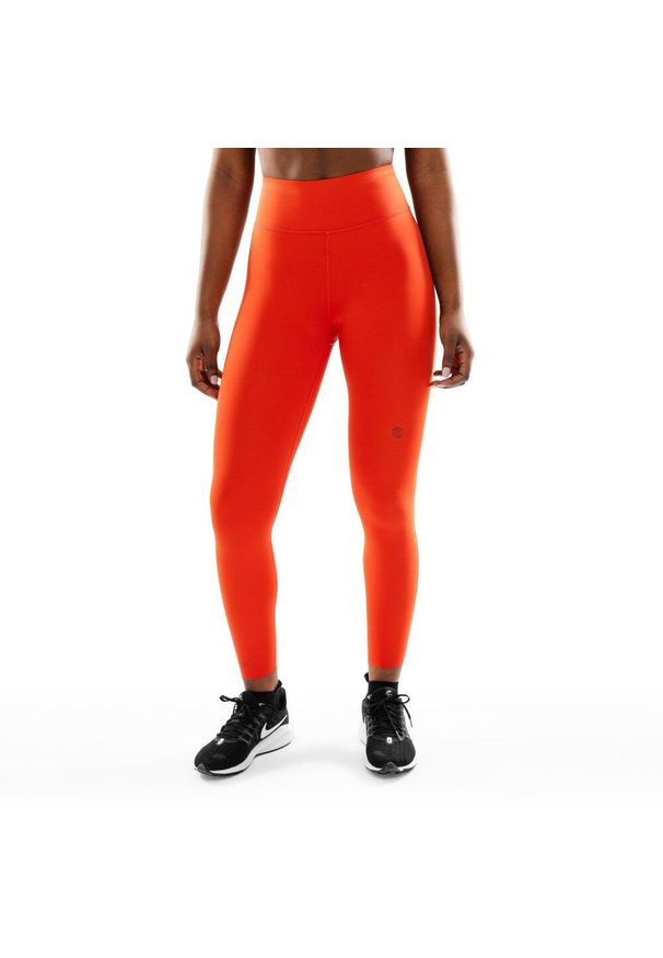 SIROKO - Damskie legginsy treningowe Fitness Siroko Pyro. Kolor: czerwony. Materiał: materiał. Sport: fitness