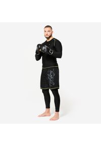 DOMYOS - Spodenki do MMA męskie. Kolor: żółty, wielokolorowy, czarny. Materiał: materiał, poliester, elastan. Sport: fitness