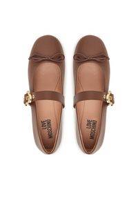 Love Moschino - LOVE MOSCHINO Baleriny JA11091G1PIE0302 Brązowy. Kolor: brązowy. Materiał: skóra #4