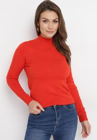 Born2be - Pomarańczowy Golf z Miękkiej Dzianiny Agotona. Typ kołnierza: golf. Kolor: pomarańczowy. Materiał: dzianina. Długość rękawa: długi rękaw. Długość: długie. Sezon: zima, jesień. Styl: klasyczny #3