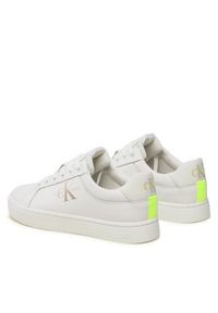 Calvin Klein Jeans Sneakersy Classic Cupsole Fluo Contrast YM0YM00603 Biały. Kolor: biały. Materiał: skóra #4