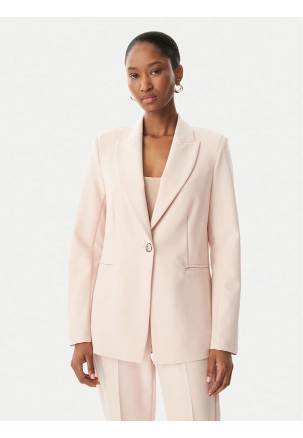 Maryley Marynarka MARYLEY-26EB187 Różowy jasny Regular Fit. Kolor: różowy. Materiał: syntetyk