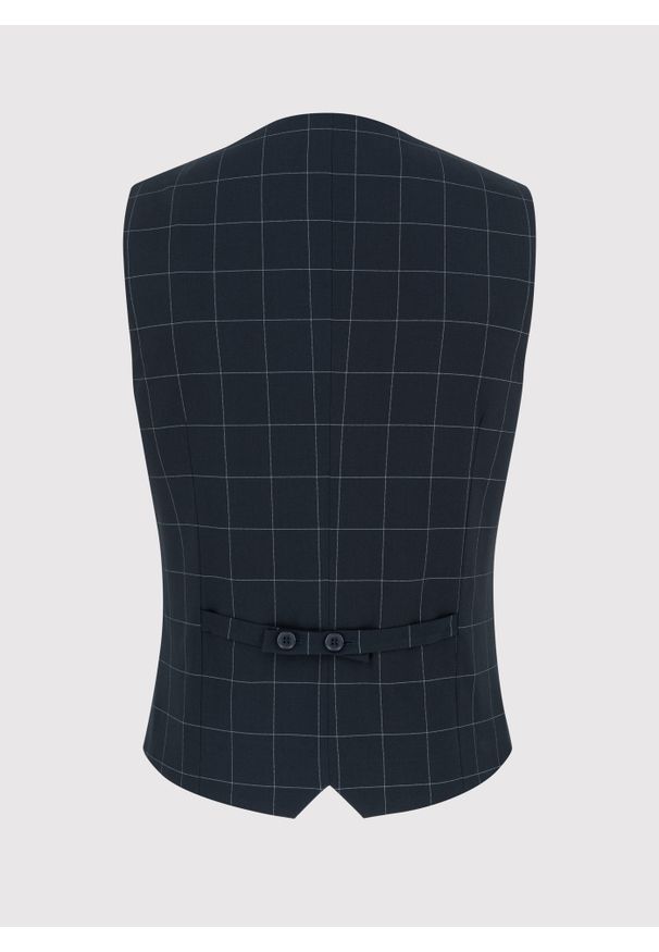 Pako Lorente - PAKO LORENTE – Granatowa kamizelka w kratę Windowpane. Kolor: niebieski. Materiał: wiskoza, elastan, poliester
