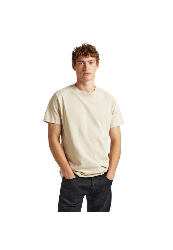 Koszulka Pepe Jeans Connor. Kolor: beżowy