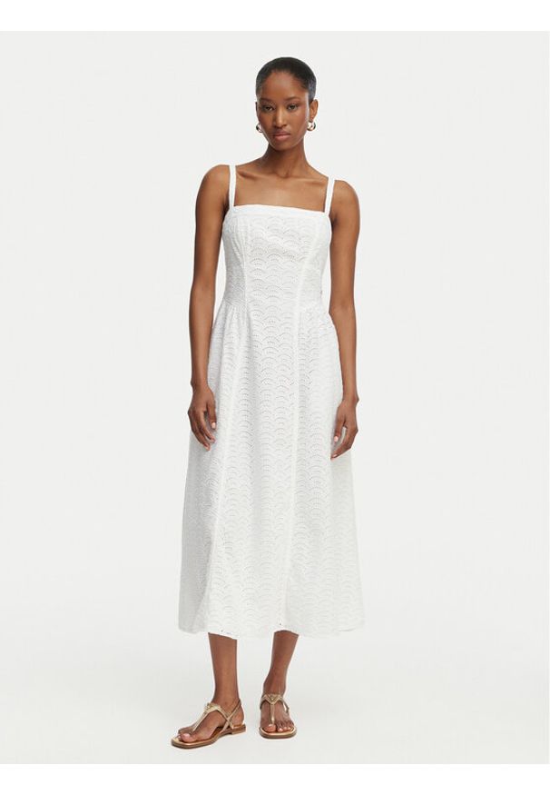 Guess Sukienka letnia W6GK44 W1884 Biały Regular Fit. Kolor: biały. Materiał: bawełna. Sezon: lato