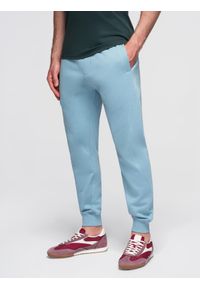 Ombre Clothing - Męskie spodnie dresowe typu jogger - niebieskie V7 - Rozmiar: XXL. Okazja: na co dzień. Kolor: niebieski. Materiał: dresówka. Styl: casual