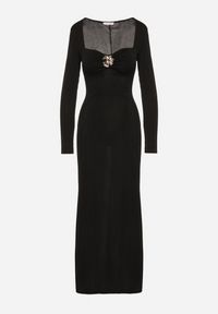 Born2be - Czarna Sukienka Koktajlowa z Biżuteryjną Aplikacją i Długim Rękawem Idivianne. Kolor: czarny. Długość rękawa: długi rękaw. Wzór: aplikacja. Typ sukienki: dopasowane. Styl: wizytowy #2