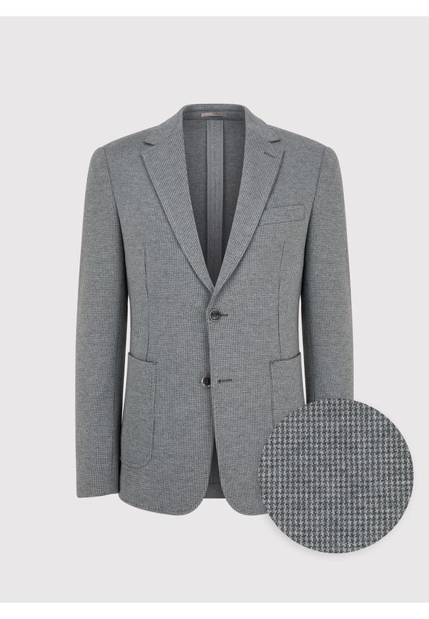 Pako Lorente - PAKO LORENTE - Szara marynarka w pepitkę z dzianiny. Kolor: szary. Materiał: dzianina. Sezon: jesień