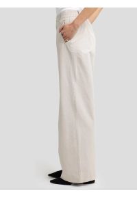 Big-Star - Spodnie damskie wide z dodatkiem lnu beżowe Maryliana 800. Okazja: na co dzień. Stan: podwyższony. Kolor: beżowy. Materiał: len. Styl: casual, klasyczny, retro, elegancki #5