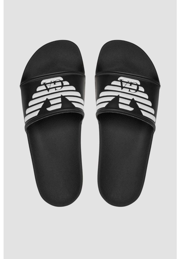Emporio Armani - EMPORIO ARMANI Czarne klapki Mules PVC logo, Rozmiar 38. Kolor: czarny