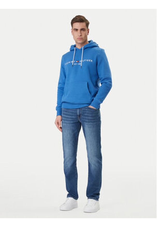 TOMMY HILFIGER - Tommy Hilfiger Bluza Logo MW0MW11599 Niebieski Regular Fit. Kolor: niebieski. Materiał: bawełna