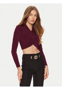 BARDOT Bluzka 58746TB Bordowy Slim Fit. Kolor: czerwony. Materiał: syntetyk #1