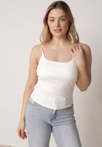 Born2be - Biały Wiskozowy Top z Podwójnymi Ramiączkami Hendrea. Okazja: na co dzień. Kolor: biały. Materiał: wiskoza. Długość rękawa: na ramiączkach. Styl: casual, elegancki #1