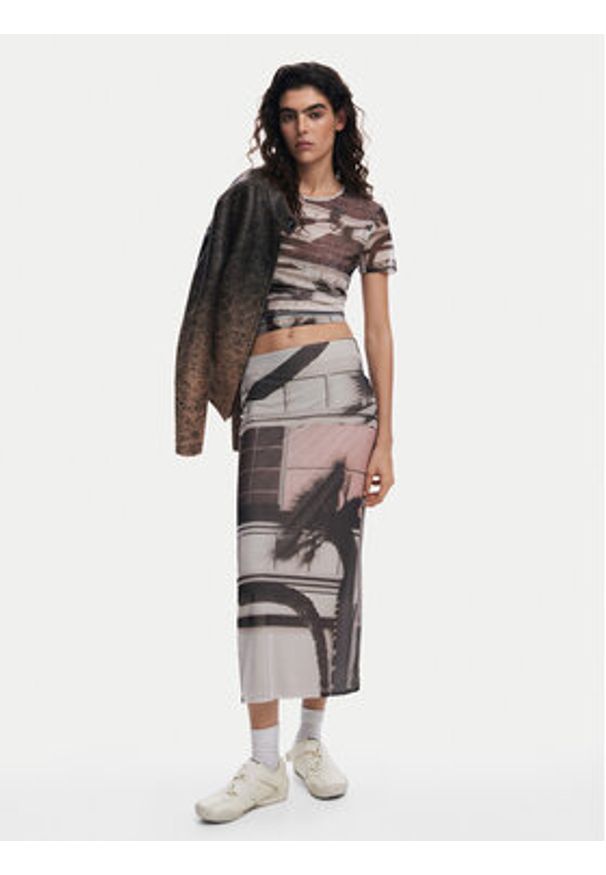 Desigual Spódnica tiulowa 25SWFK05 Kolorowy Regular Fit. Materiał: syntetyk. Wzór: kolorowy