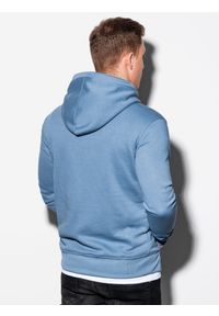 Ombre Clothing - Bluza męska z kapturem B1079 - błękitna - XXL. Typ kołnierza: kaptur. Kolor: niebieski. Materiał: bawełna, poliester #4
