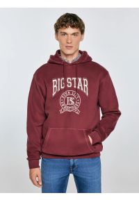 Big-Star - Bluza męska z kapturem z haftem bordowa Adam 604. Typ kołnierza: kaptur. Kolor: czerwony. Materiał: dzianina. Wzór: haft