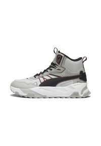 Buty do chodzenia męskie Puma Trinity Mid Hybrid L. Zapięcie: sznurówki. Kolor: wielokolorowy, szary. Materiał: materiał, syntetyk, nylon. Szerokość cholewki: normalna. Sport: turystyka piesza