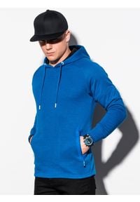 Ombre Clothing - Bluza męska z kapturem B1080 - niebieska - XXL. Typ kołnierza: kaptur. Kolor: niebieski. Materiał: poliester, bawełna