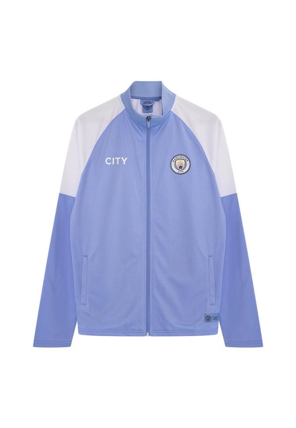 MANCHESTER CITY - Dres piłkarski dziecięcy Manchester City 21/22. Kolor: niebieski, wielokolorowy, biały. Materiał: dresówka. Styl: sportowy