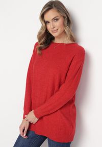 Born2be - Czerwony Klasyczny Sweter z Długim Rękawem Darissa. Kolor: czerwony. Długość rękawa: długi rękaw. Długość: długie. Sezon: jesień, zima. Styl: klasyczny #2