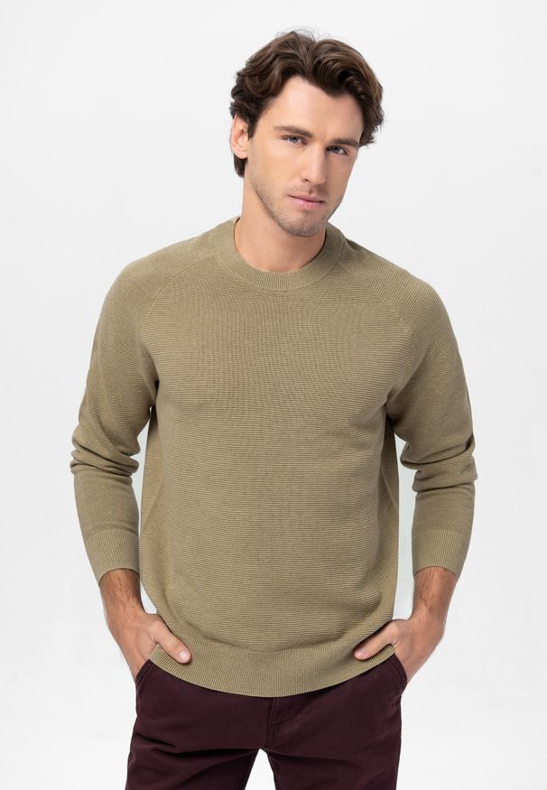 Volcano - Sweter ze strukturą S-FORD. Okazja: na co dzień. Materiał: dzianina, włókno, materiał, bawełna, jeans. Długość rękawa: raglanowy rękaw. Styl: casual, elegancki, sportowy, klasyczny