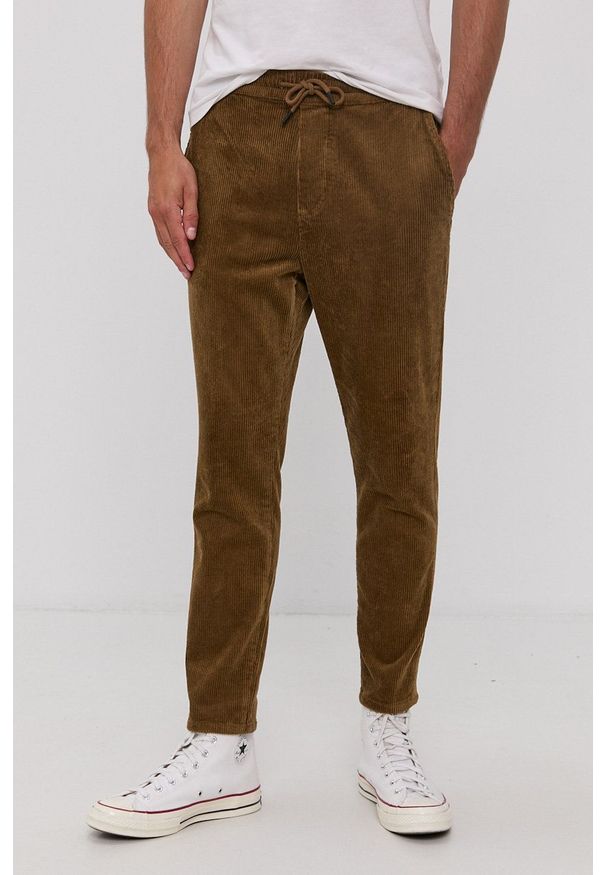 Only & Sons Spodnie męskie kolor brązowy proste. Okazja: na co dzień. Kolor: brązowy. Materiał: tkanina. Wzór: gładki. Styl: casual