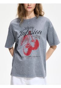 Reserved - T-shirt z nadrukiem - ciemnoszary. Kolor: szary. Materiał: bawełna. Wzór: nadruk