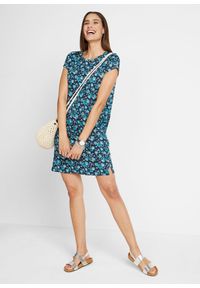 bonprix - Sukienka T-shirtowa z rozcięciami po bokach (2 szt.), z czystej bawełny. Kolor: niebieski. Materiał: bawełna. Długość rękawa: krótki rękaw #2