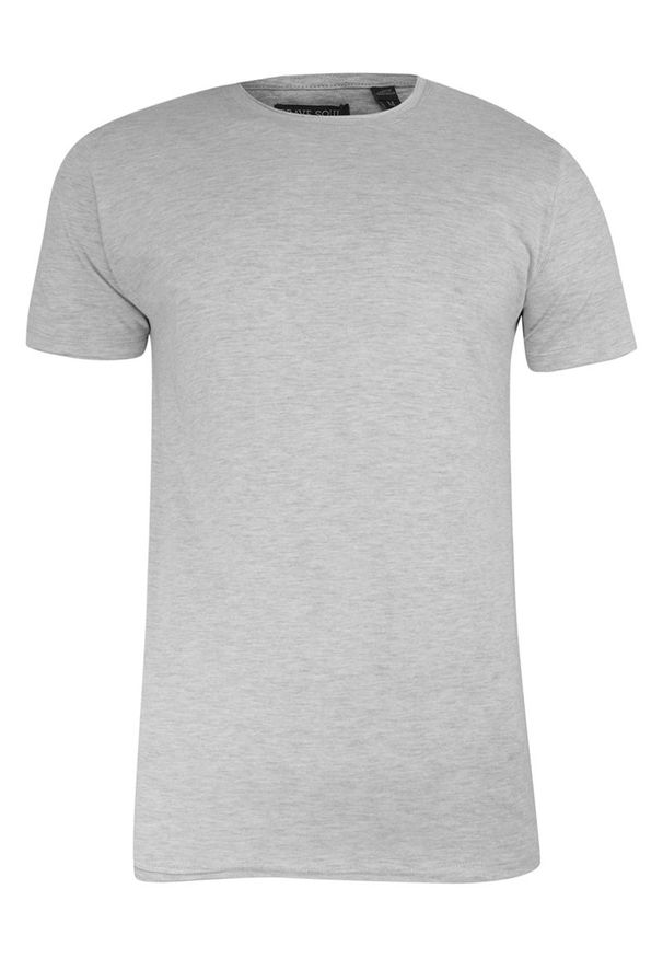 Brave Soul - T-Shirt (Koszulka) Szary Bez Nadruku, Okrągły Dekolt, Postrzępione Brzegi -BRAVE SOUL- Męski. Okazja: na co dzień. Kolor: szary. Materiał: bawełna, wiskoza. Styl: casual