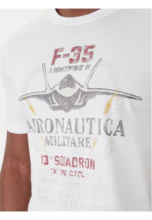 Aeronautica Militare T-Shirt 261TS2536UJ00641 Biały Regular Fit. Kolor: biały. Materiał: bawełna