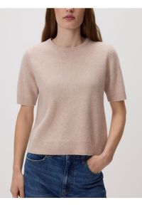 Reserved - Wełniany sweter - beżowy. Kolor: beżowy. Materiał: wełna