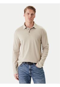 Calvin Klein Polo LV040EM909 Beżowy Regular Fit. Typ kołnierza: polo. Kolor: beżowy. Materiał: bawełna #1