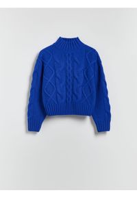 Reserved - Wełniany sweter - niebieski. Kolor: niebieski. Materiał: wełna #1