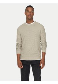 Only & Sons Sweter 22026559 Beżowy Regular Fit. Kolor: beżowy. Materiał: bawełna #1