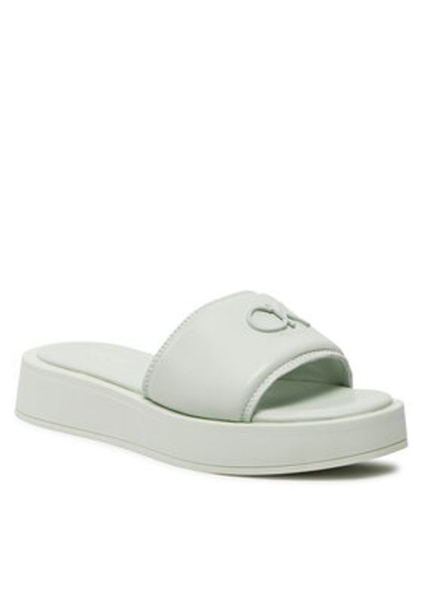 Calvin Klein Klapki Flatform Slide Relock Lth HW0HW02049 Zielony. Kolor: zielony. Materiał: skóra